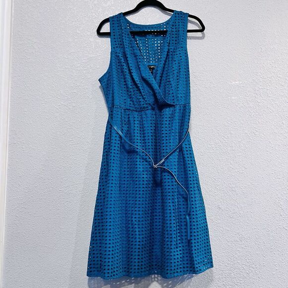 Lane Bryant Faux Wrap Dress Eyeled Sleeveless Size 22 Lined Belted V Neck - Picture 1 of 10